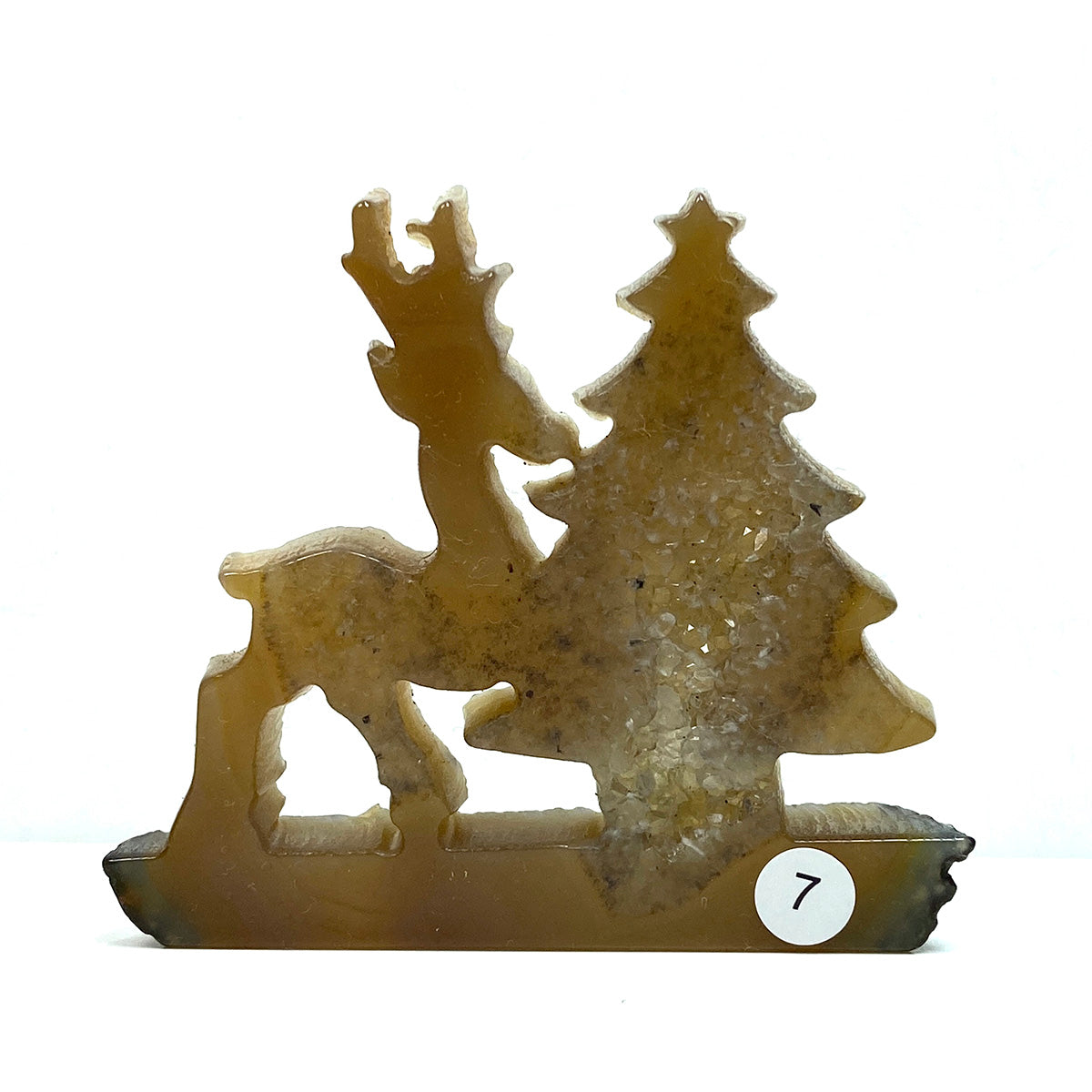Christmas Druzy Agate Crystal Carving The Deer And The Christmas Tree
