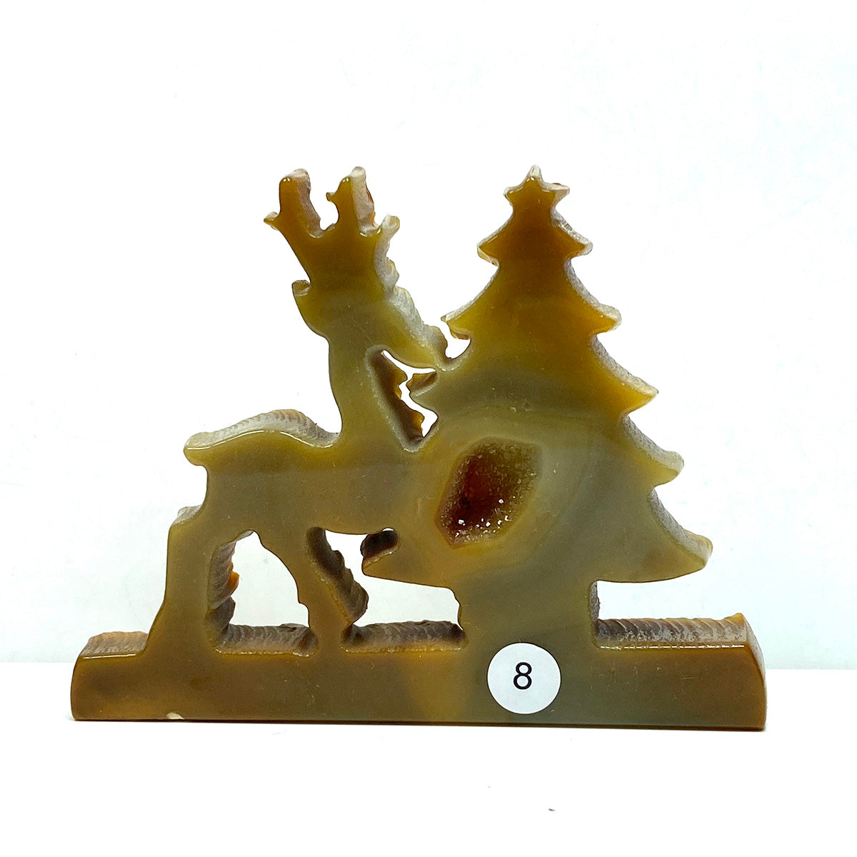 Christmas Druzy Agate Crystal Carving The Deer And The Christmas Tree