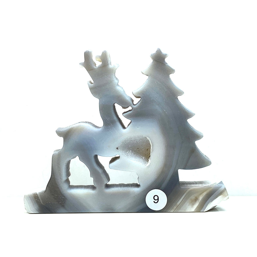 Christmas Druzy Agate Crystal Carving The Deer And The Christmas Tree