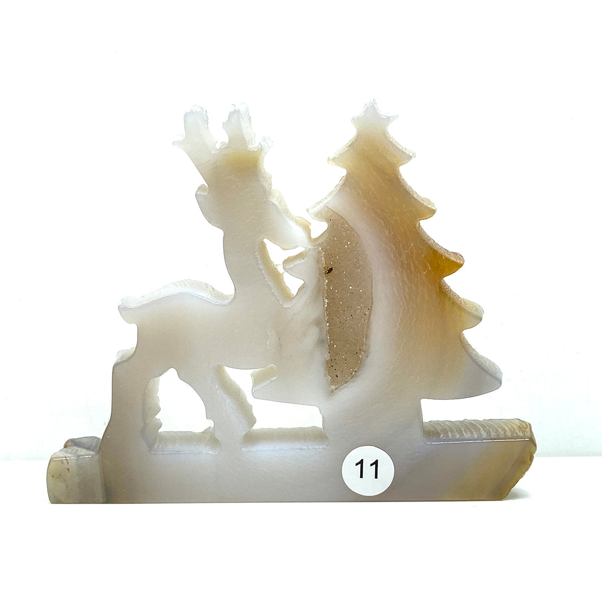 Christmas Druzy Agate Crystal Carving The Deer And The Christmas Tree