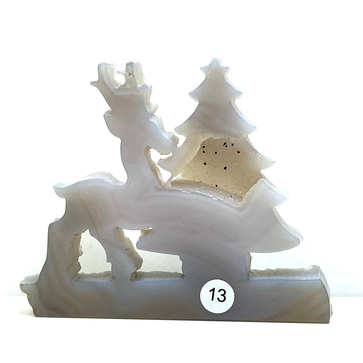 Christmas Druzy Agate Crystal Carving The Deer And The Christmas Tree