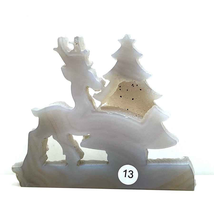 Christmas Druzy Agate Crystal Carving The Deer And The Christmas Tree