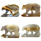 Druzy Agate Crystal Carving Wolf Bear Statue