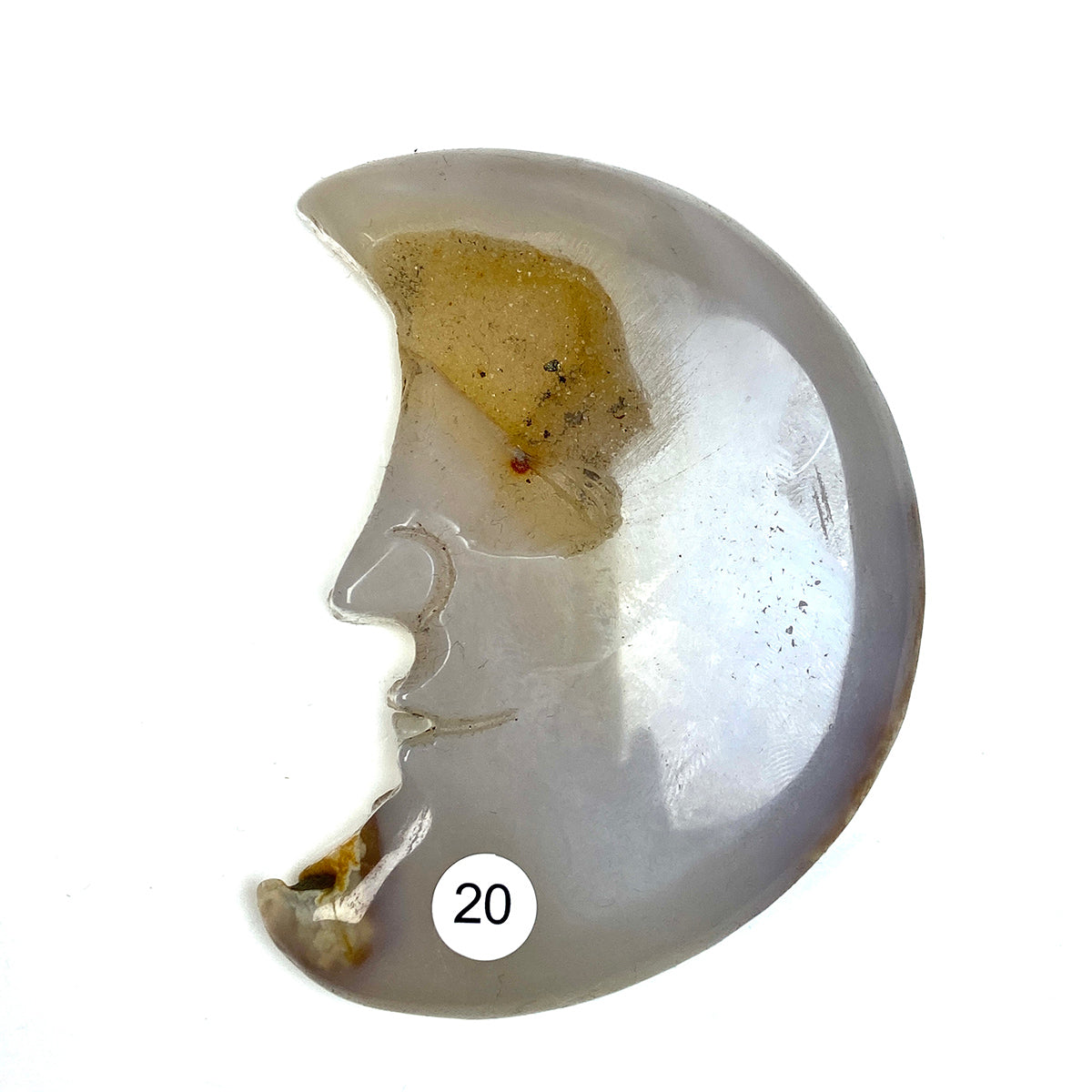 Druzy Agate Crystal Moon Face