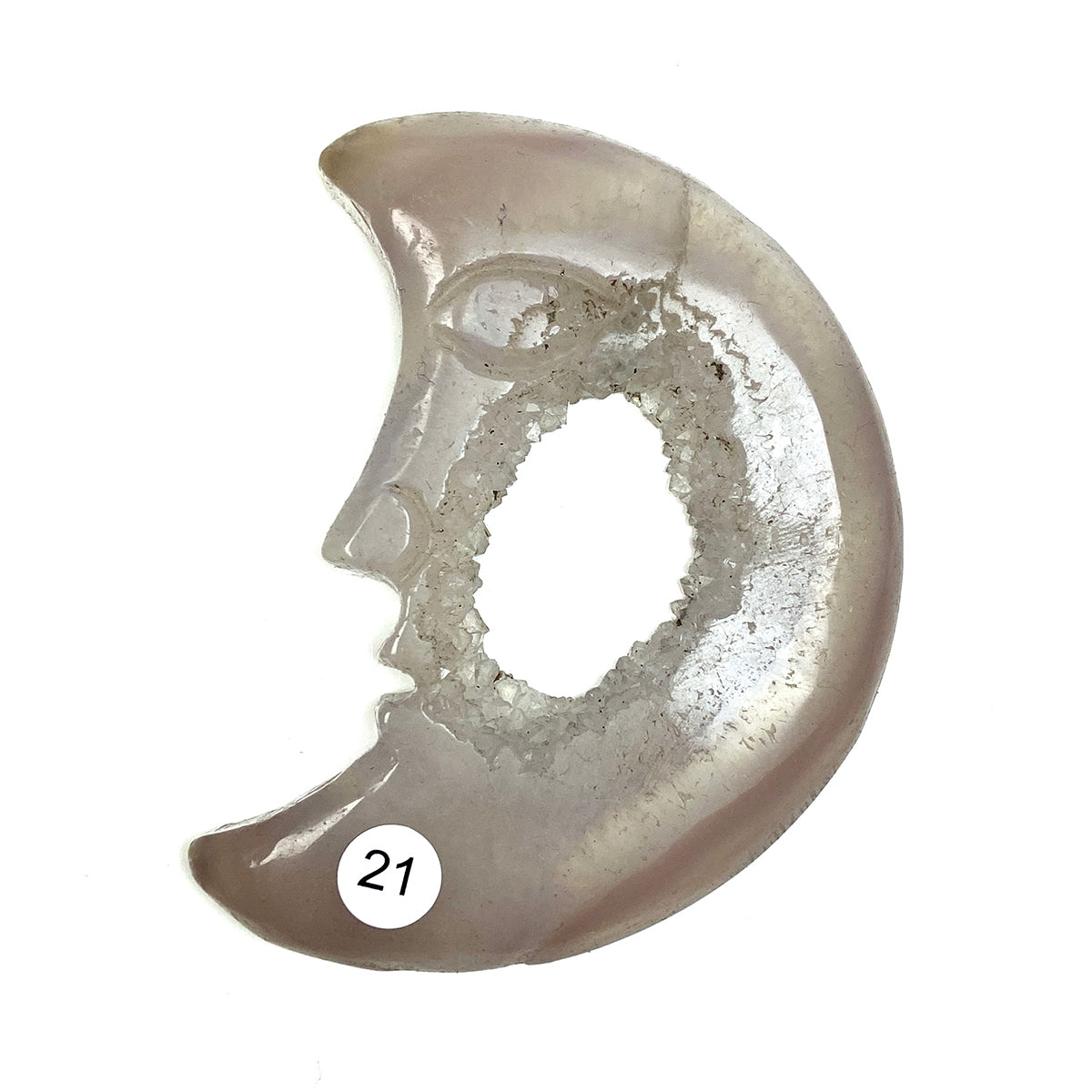 Druzy Agate Crystal Moon Face