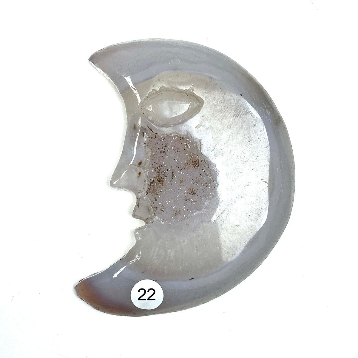 Druzy Agate Crystal Moon Face
