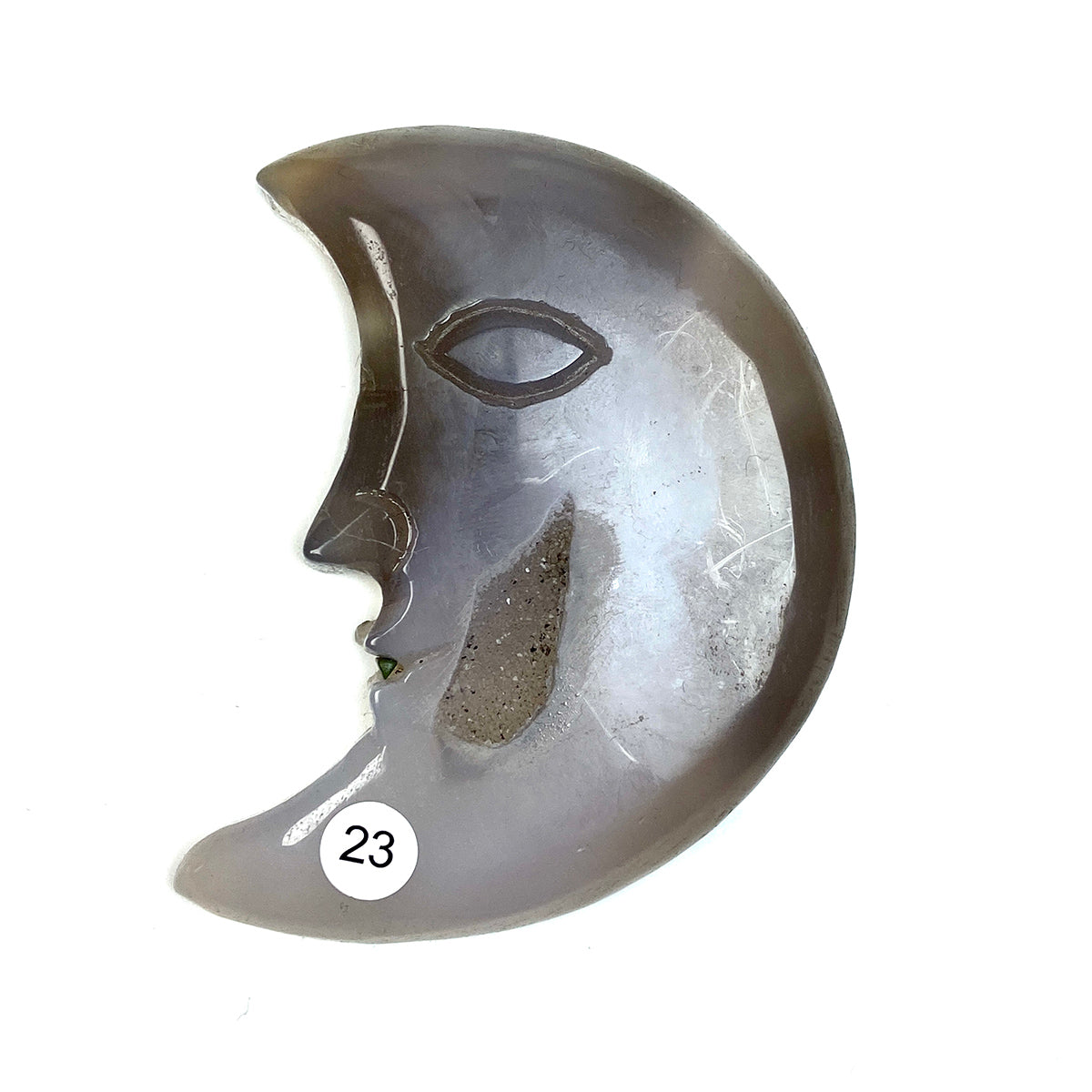 Druzy Agate Crystal Moon Face