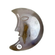Druzy Agate Crystal Moon Face