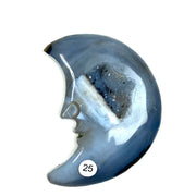 Druzy Agate Crystal Moon Face