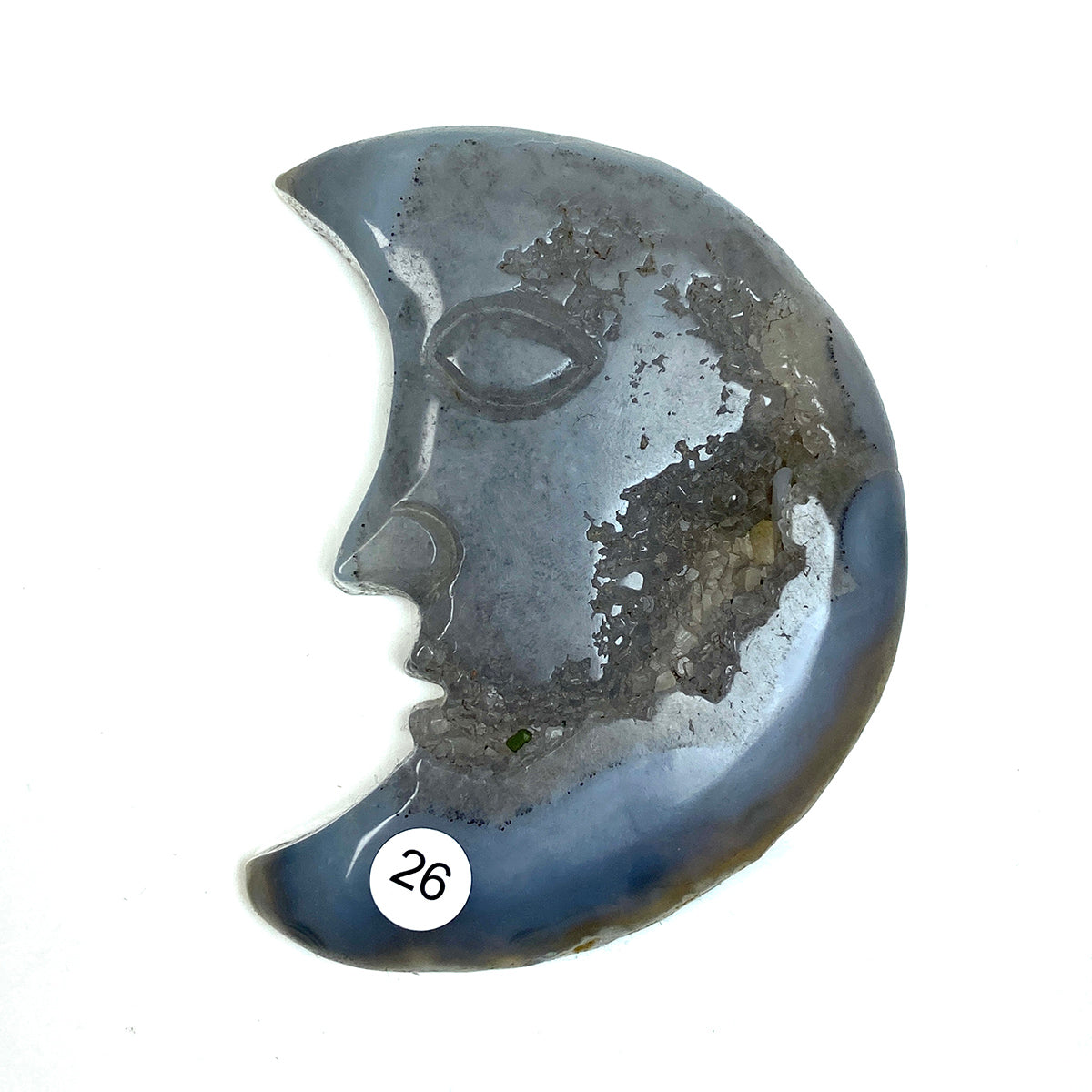 Druzy Agate Crystal Moon Face