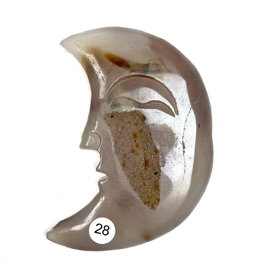 Druzy Agate Crystal Moon Face