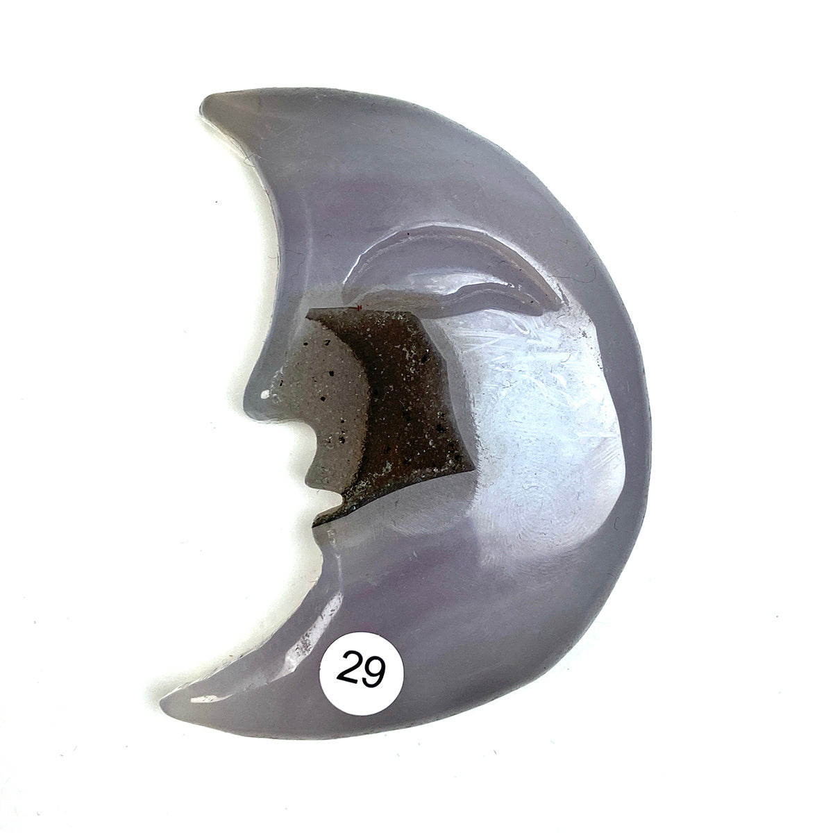 Druzy Agate Crystal Moon Face