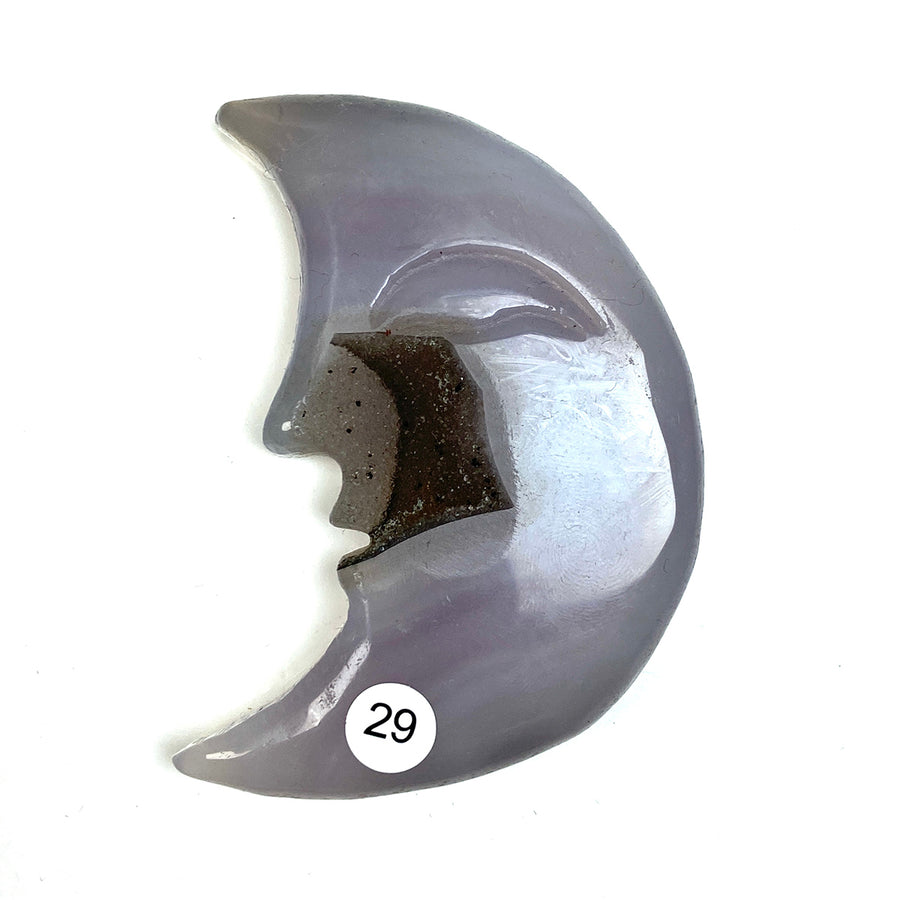 Druzy Agate Crystal Moon Face