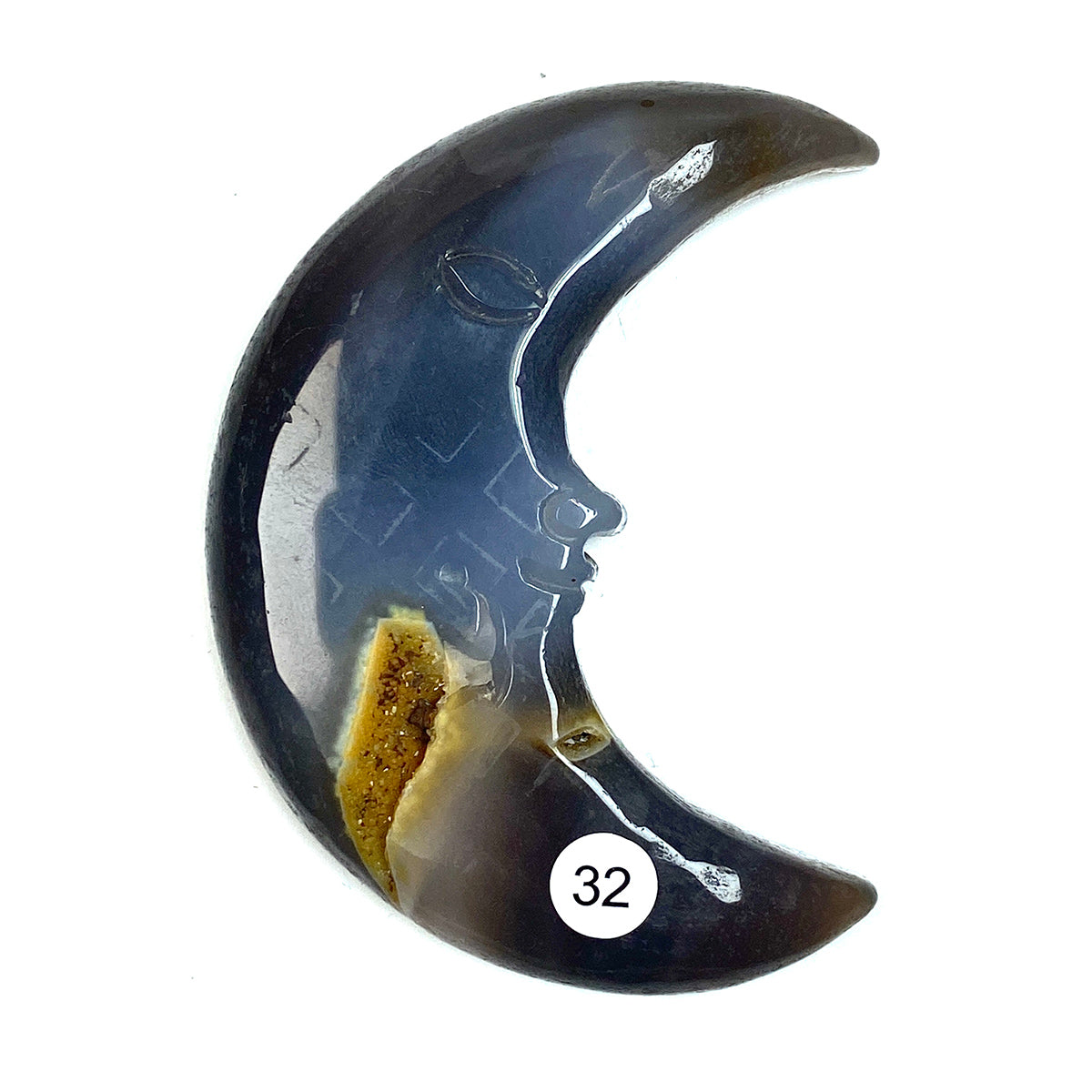 Druzy Agate Small Size Crystal Moon Face