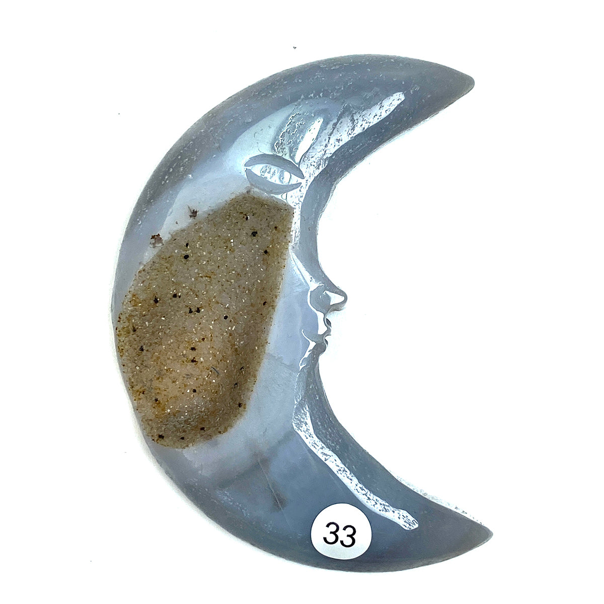 Druzy Agate Small Size Crystal Moon Face