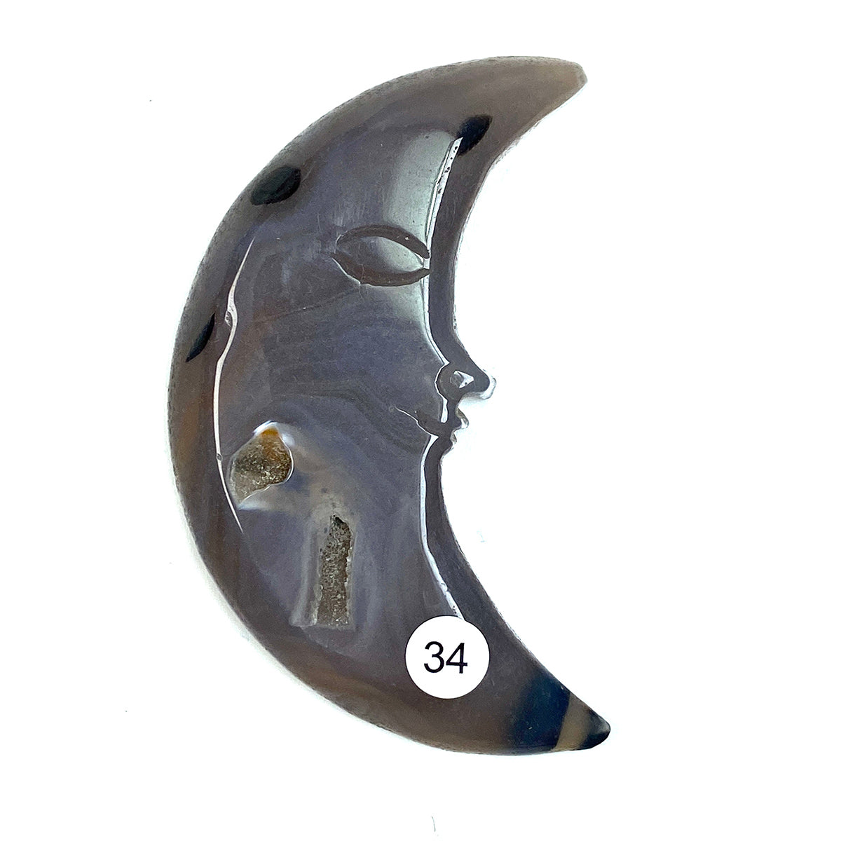 Druzy Agate Small Size Crystal Moon Face