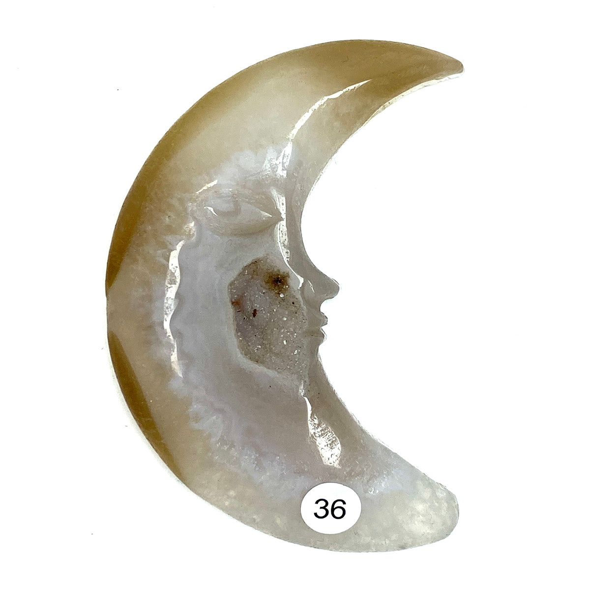 Druzy Agate Small Size Crystal Moon Face