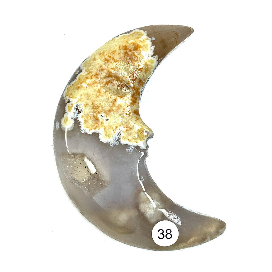 Druzy Agate Small Size Crystal Moon Face