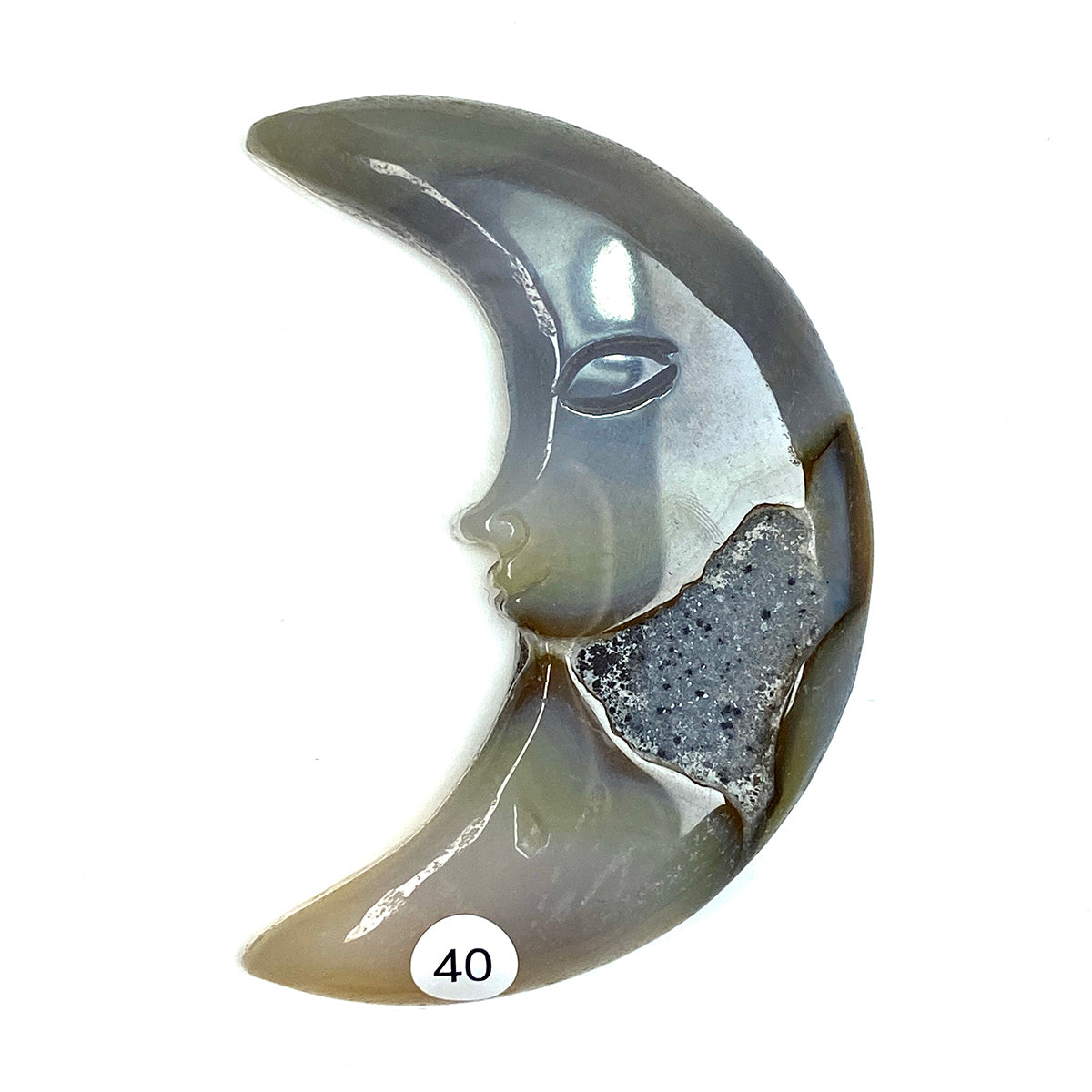 Druzy Agate Small Size Crystal Moon Face