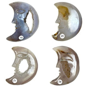 Druzy Agate Crystal Moon Face