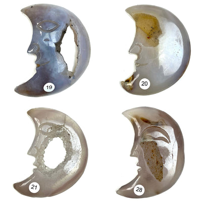 Druzy Agate Crystal Moon Face