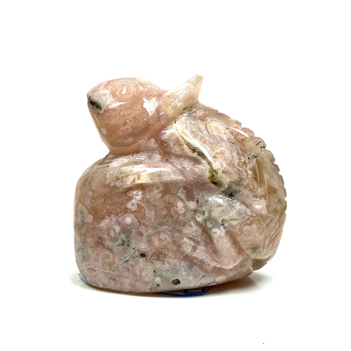 Crystal Flower Agate  Lizard Carved Statue