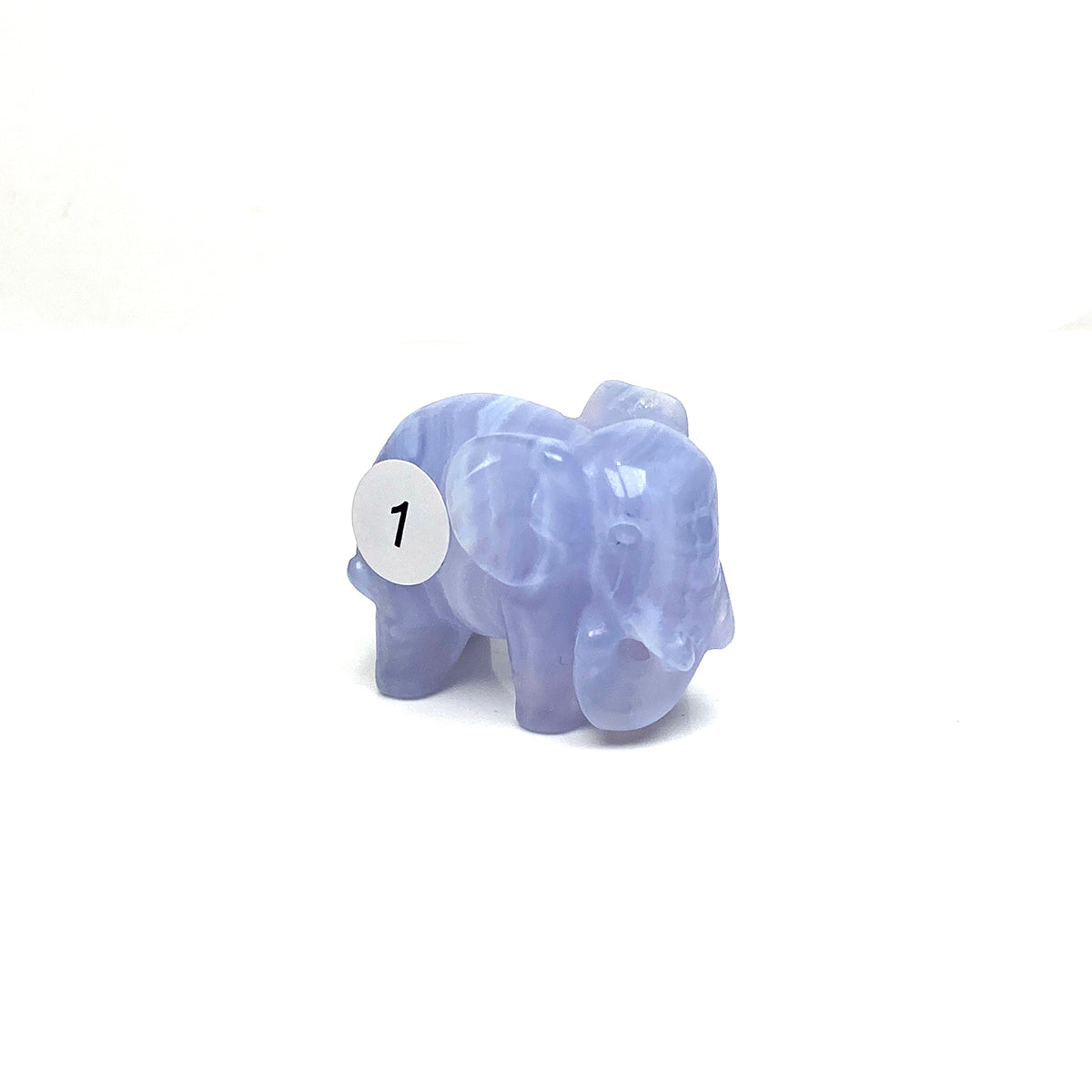 Hand Carved Blue Lace Agate Elephant Figurine crystal Animal Statue