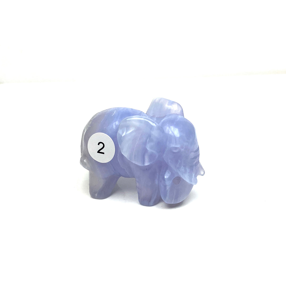 Hand Carved Blue Lace Agate Elephant Figurine crystal Animal Statue