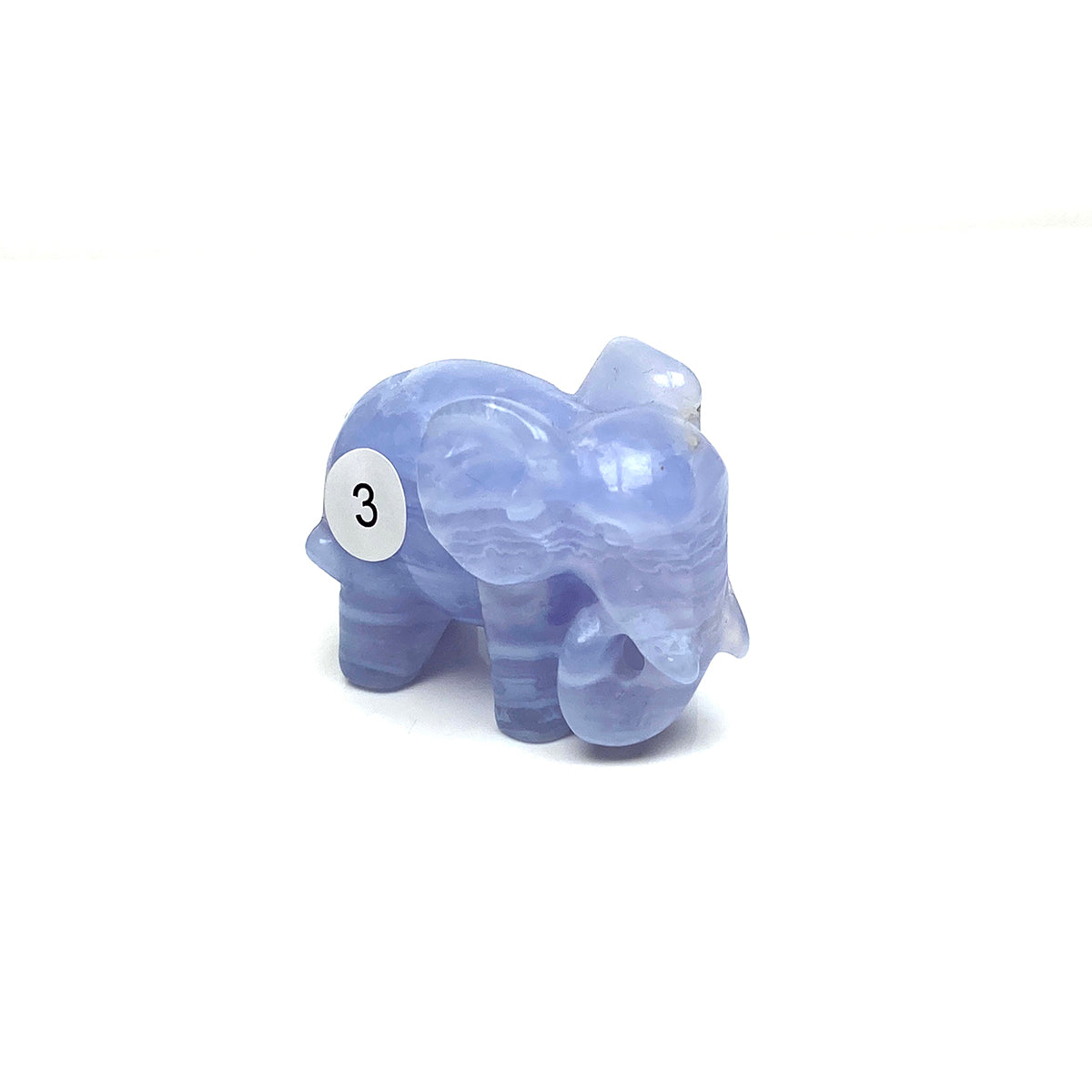 Hand Carved Blue Lace Agate Elephant Figurine crystal Animal Statue
