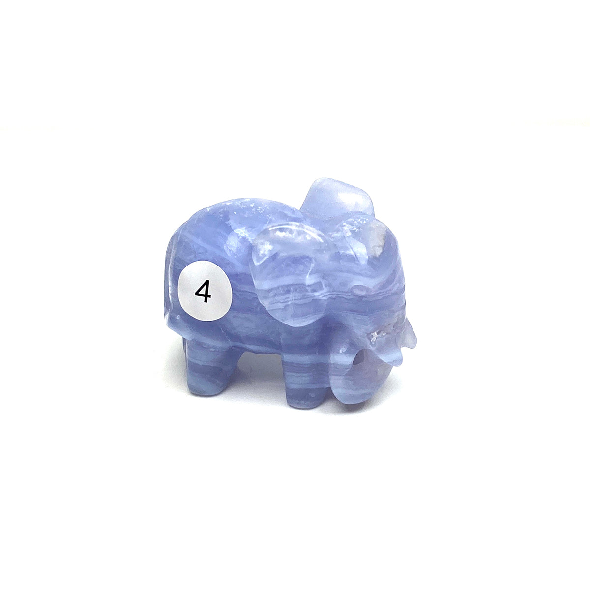 Hand Carved Blue Lace Agate Elephant Figurine crystal Animal Statue