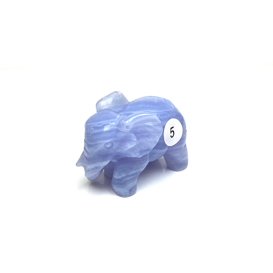 Hand Carved Blue Lace Agate Elephant Figurine crystal Animal Statue