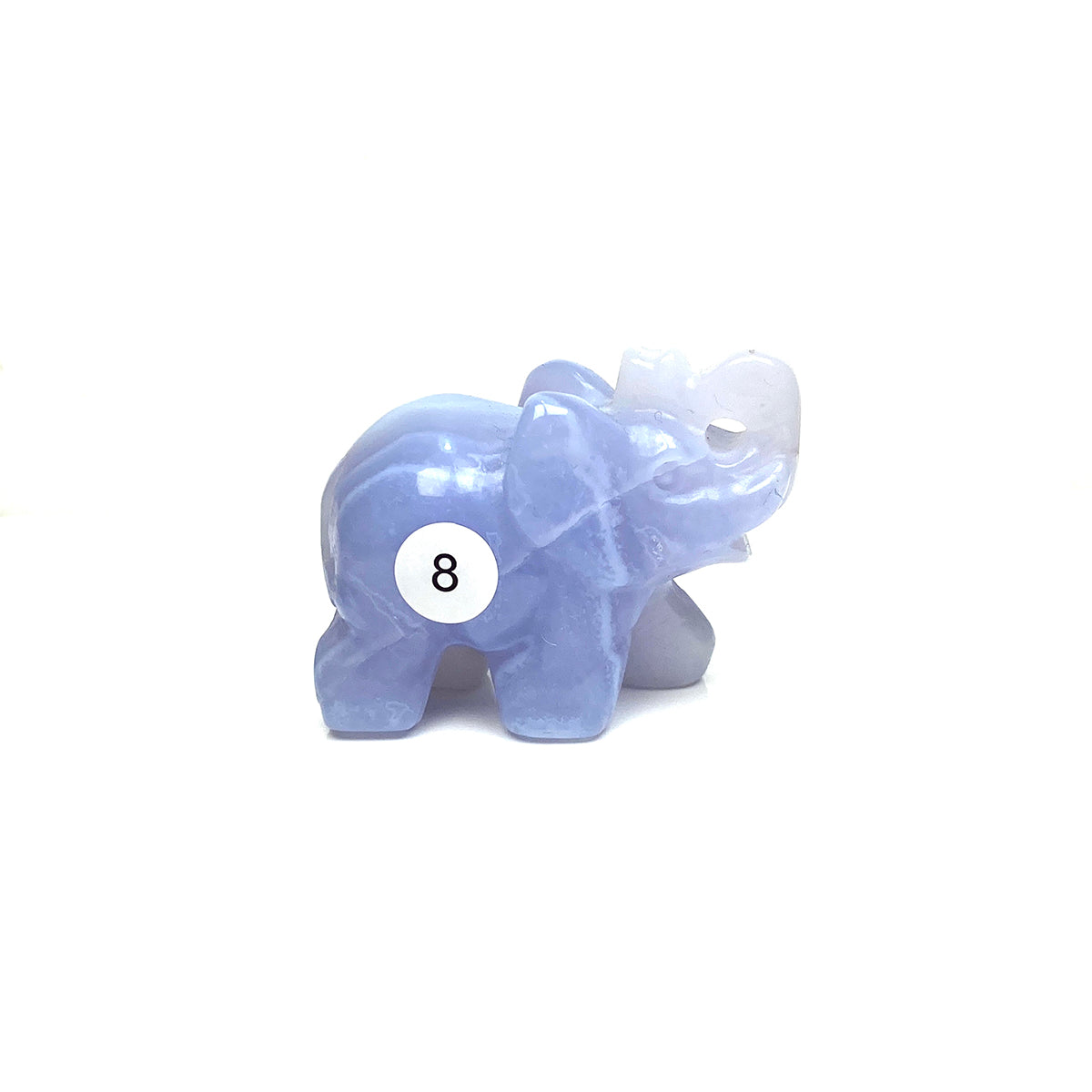 Hand Carved Blue Lace Agate Elephant Figurine crystal Animal Statue