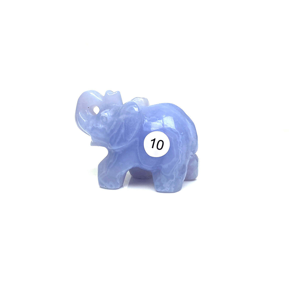 Hand Carved Blue Lace Agate Elephant Figurine crystal Animal Statue