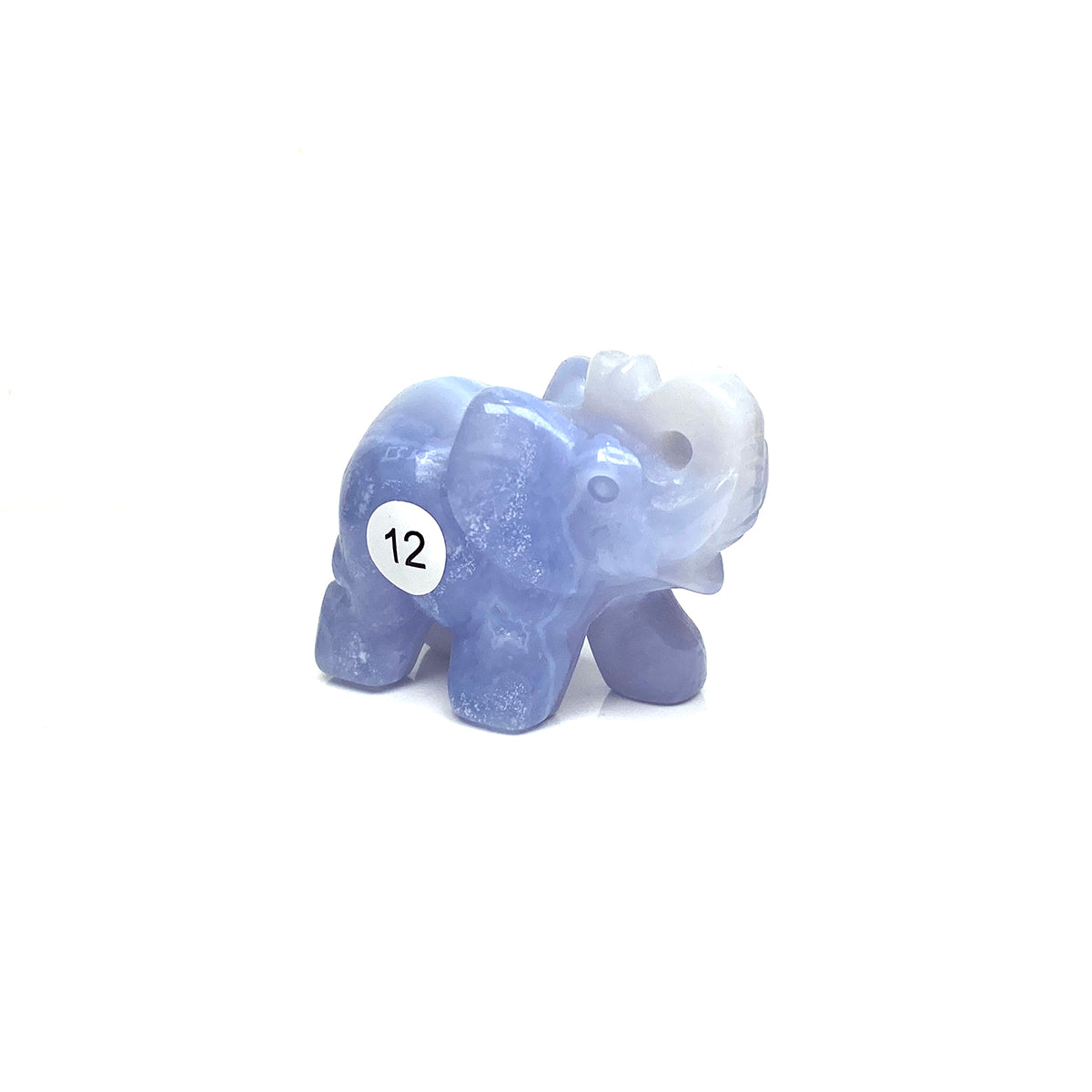 Hand Carved Blue Lace Agate Elephant Figurine crystal Animal Statue