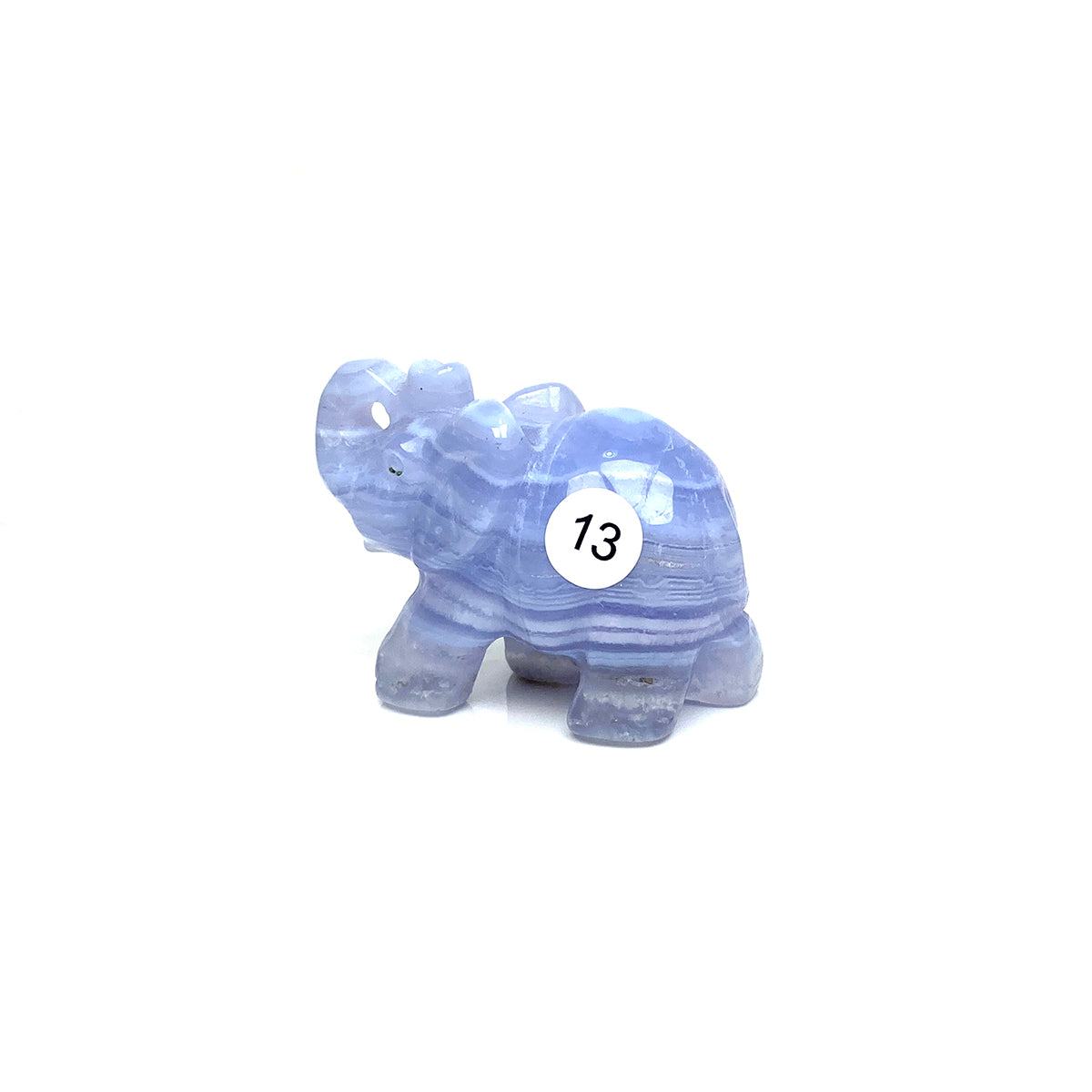 Hand Carved Blue Lace Agate Elephant Figurine crystal Animal Statue
