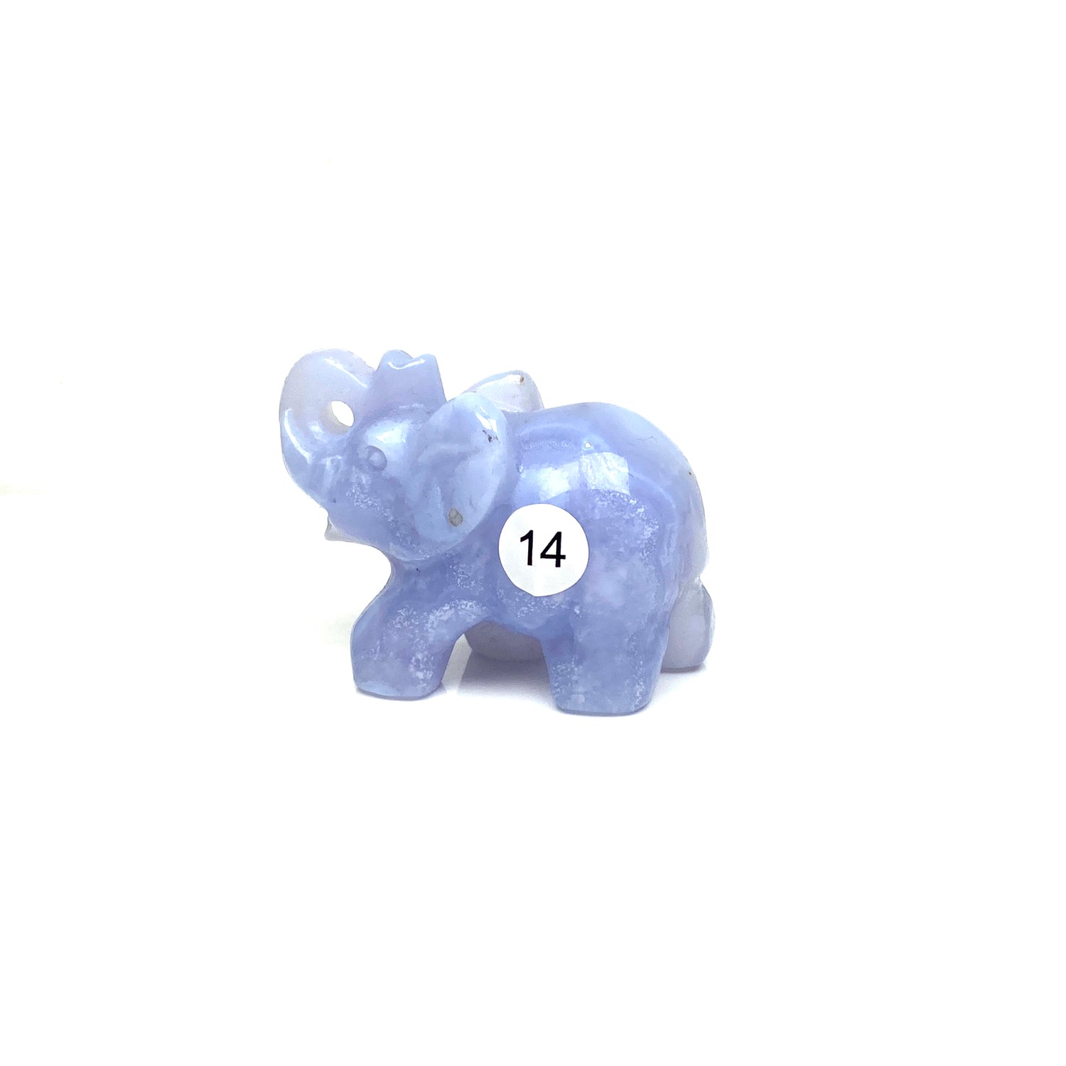 Hand Carved Blue Lace Agate Elephant Figurine crystal Animal Statue
