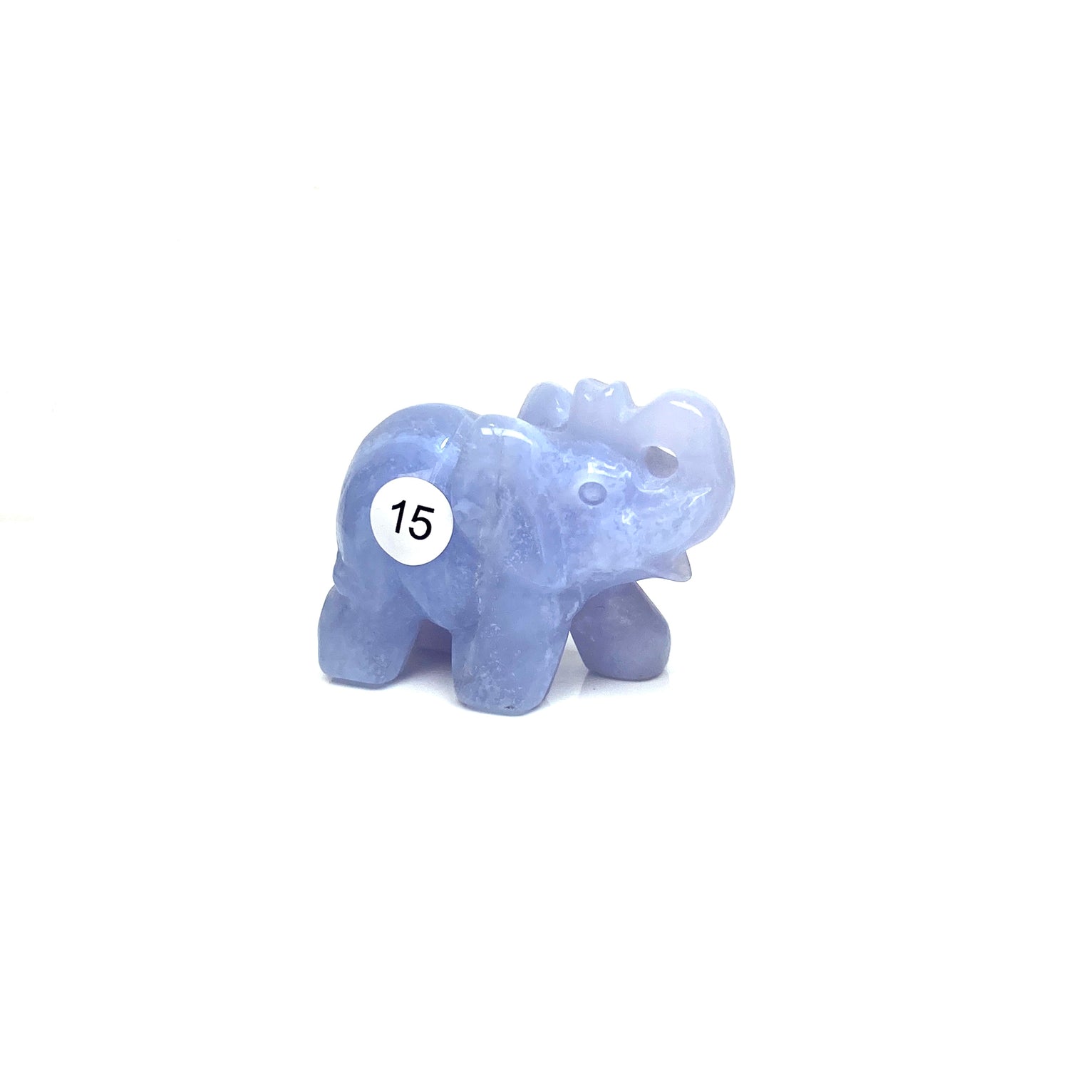 Hand Carved Blue Lace Agate Elephant Figurine crystal Animal Statue