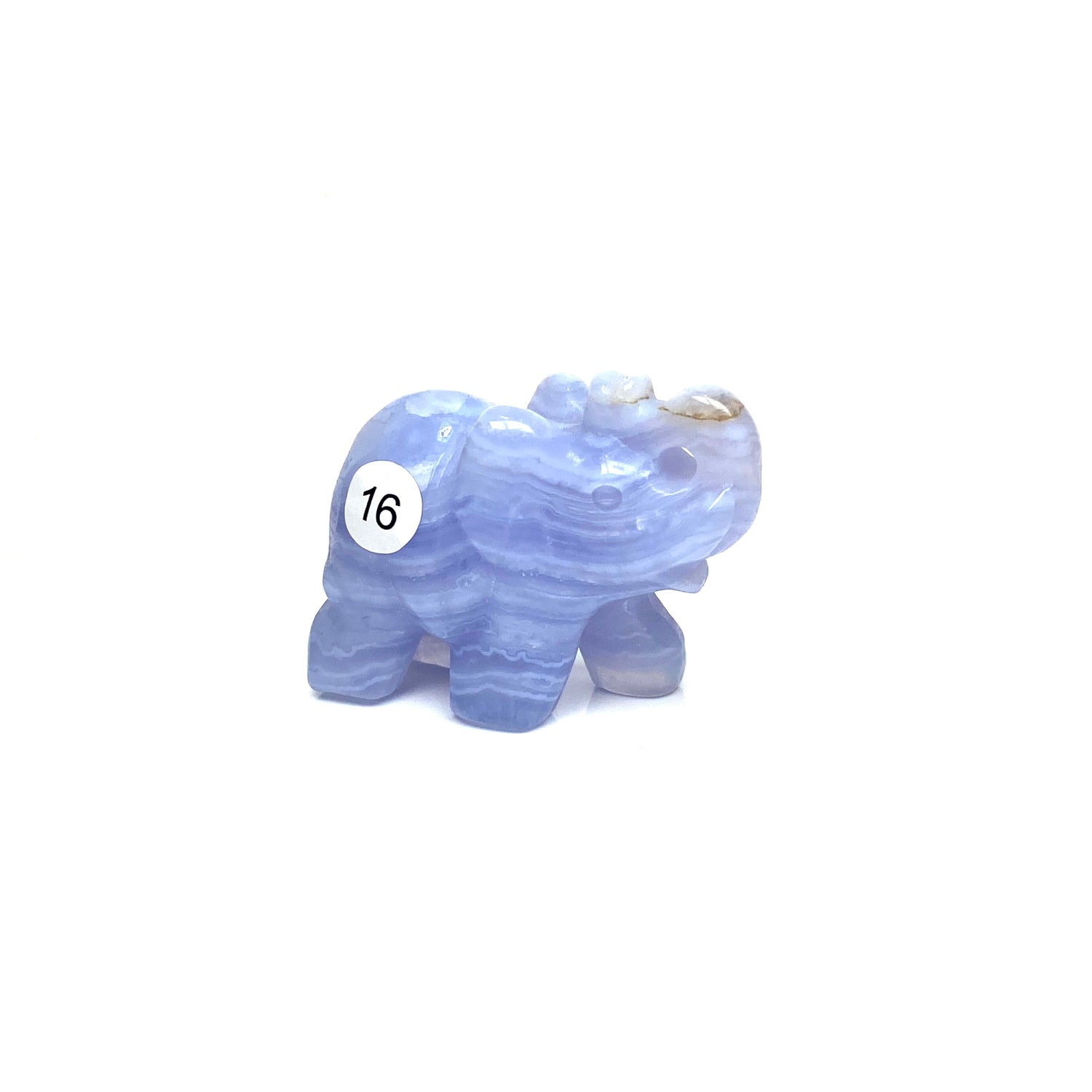 Hand Carved Blue Lace Agate Elephant Figurine crystal Animal Statue