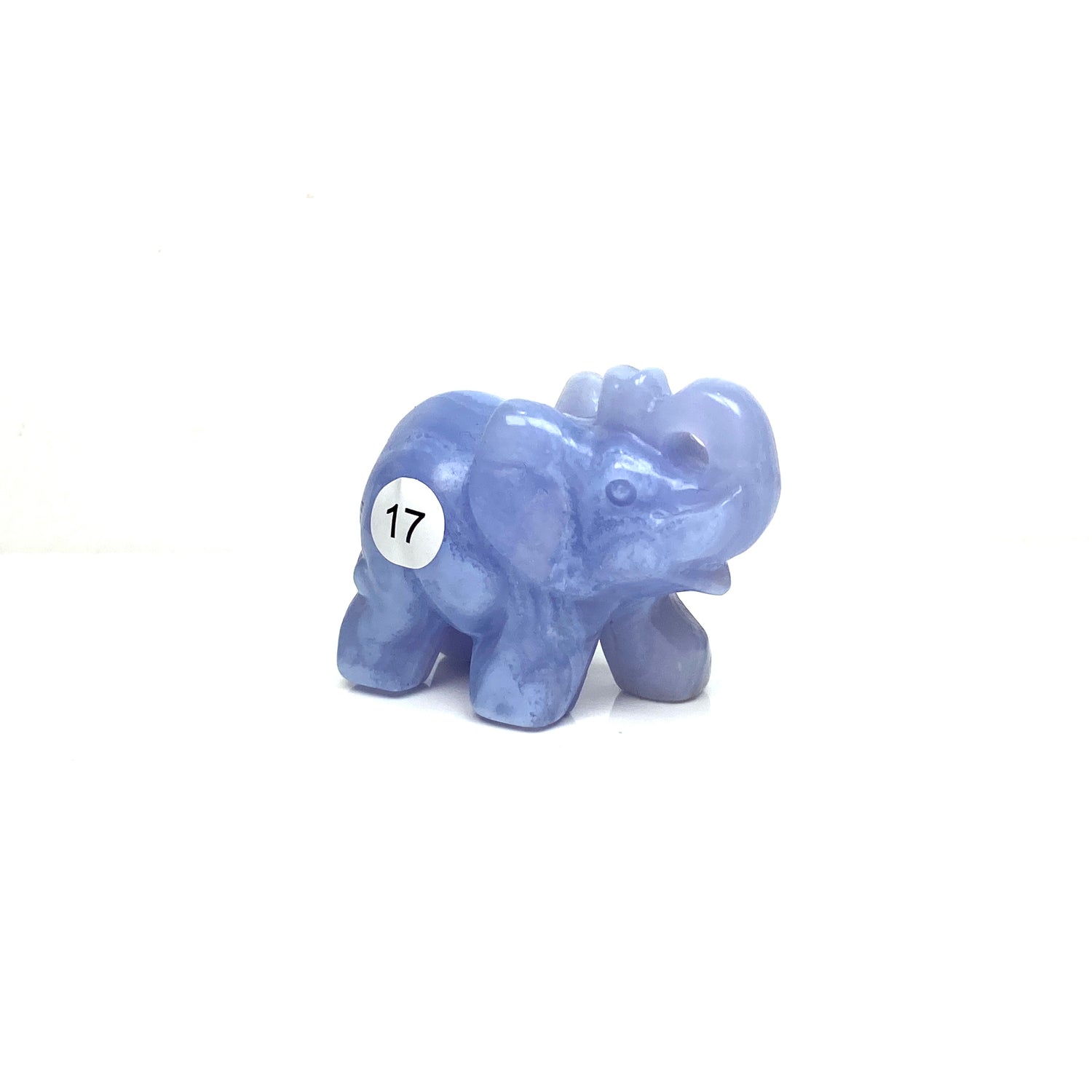 Hand Carved Blue Lace Agate Elephant Figurine crystal Animal Statue