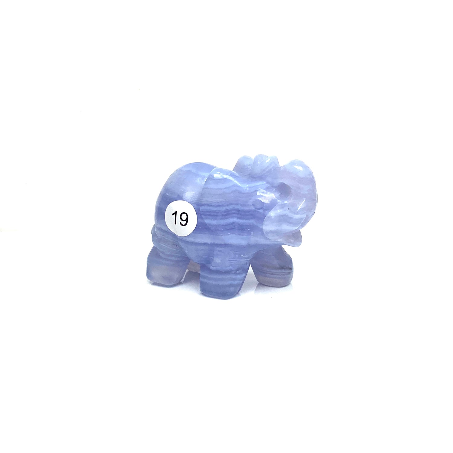 Hand Carved Blue Lace Agate Elephant Figurine crystal Animal Statue