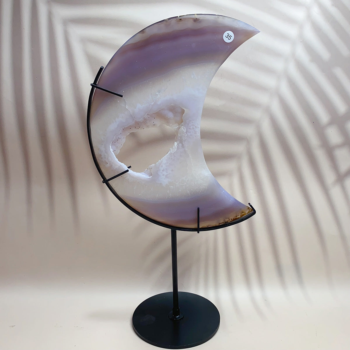 Natural Crystal  Carved  Cluster Agate Moon