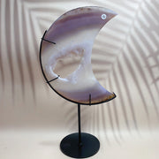 Natural Crystal  Carved  Cluster Agate Moon