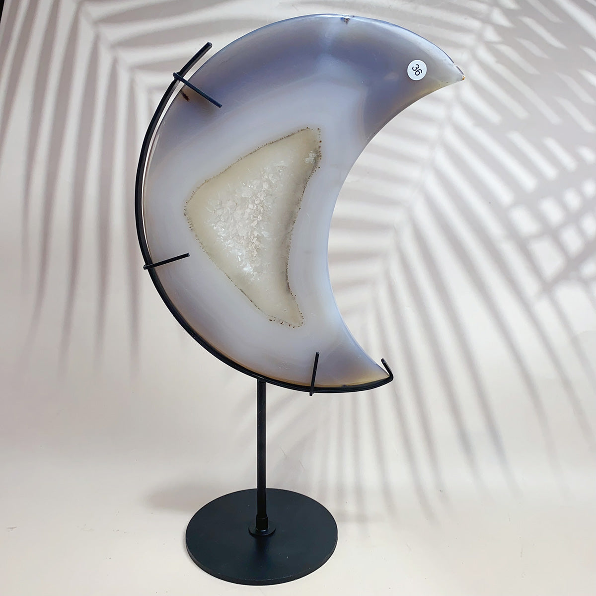 Natural Crystal  Carved  Cluster Agate Moon