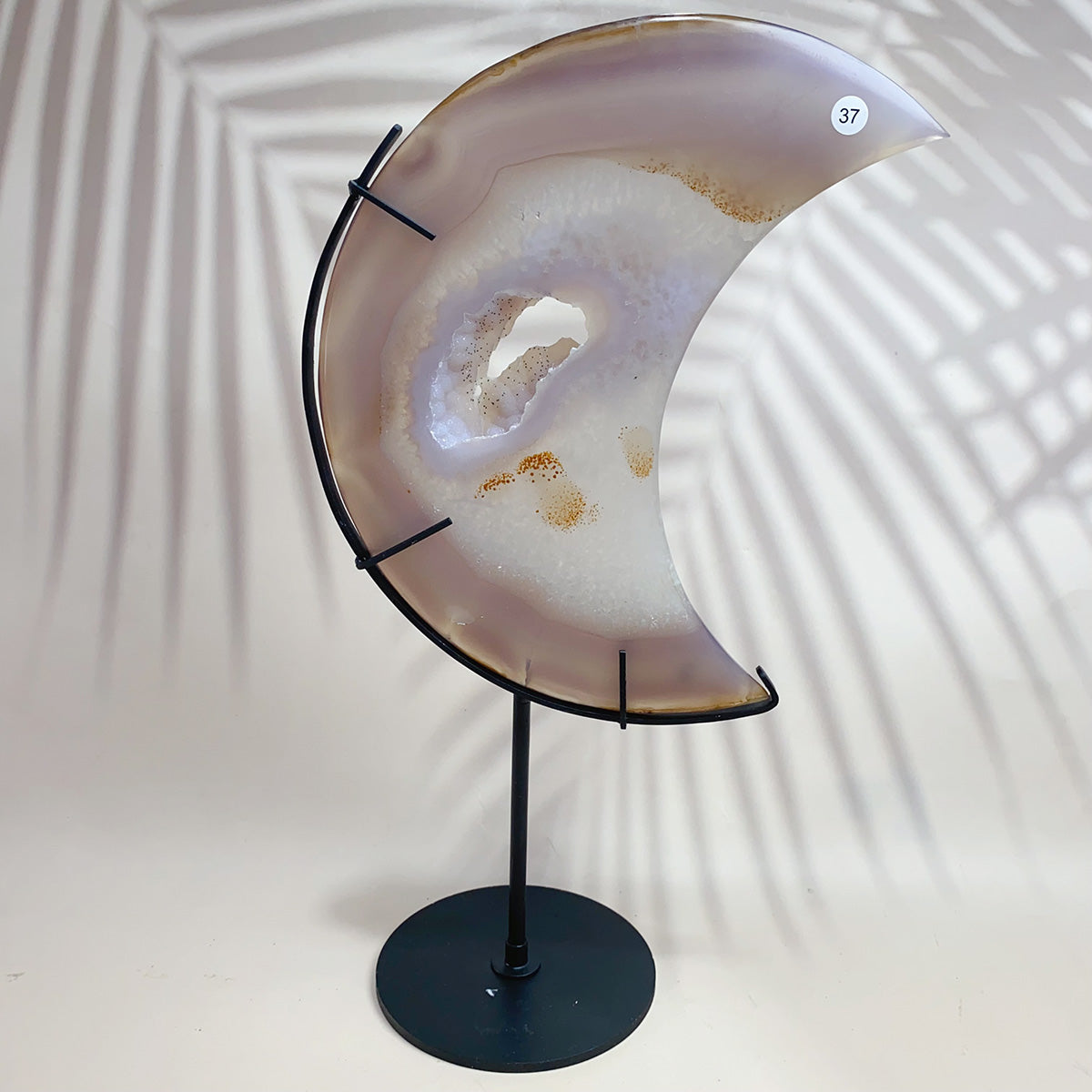 Natural Crystal  Carved  Cluster Agate Moon