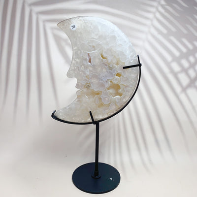 Natural Crystal  Carved  Cluster Agate Moon