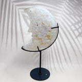 Natural Crystal  Carved  Cluster Agate Moon
