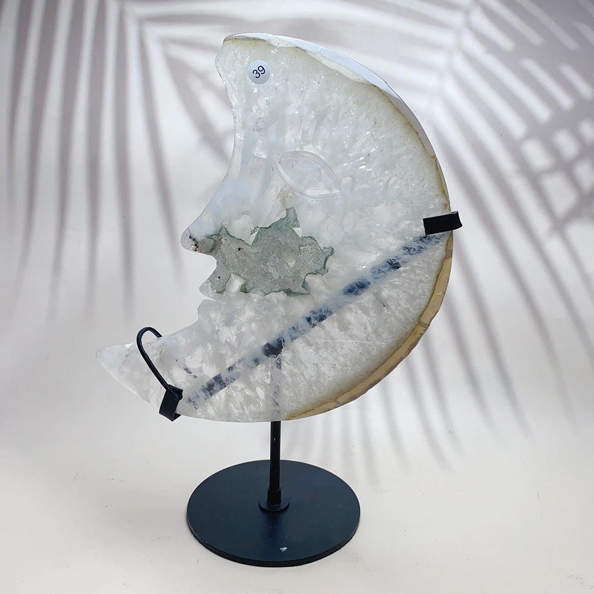 Natural Crystal  Carved  Cluster Agate Moon