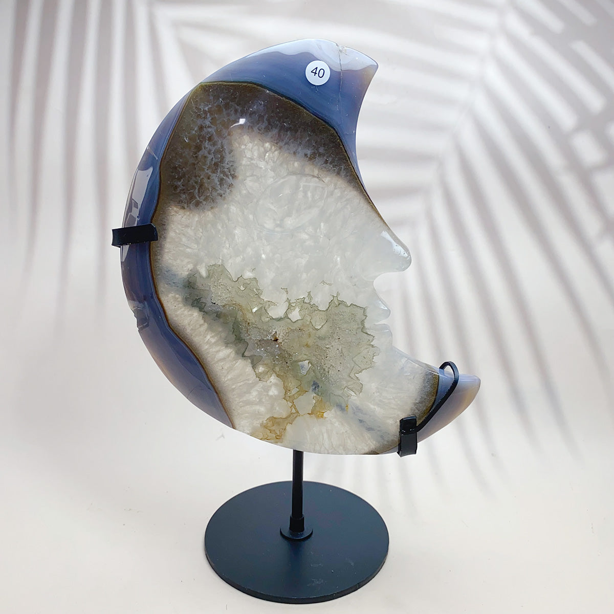 Natural Crystal  Carved  Cluster Agate Moon