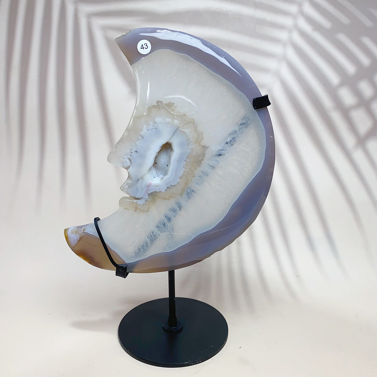 Natural Crystal  Carved  Cluster Agate Moon