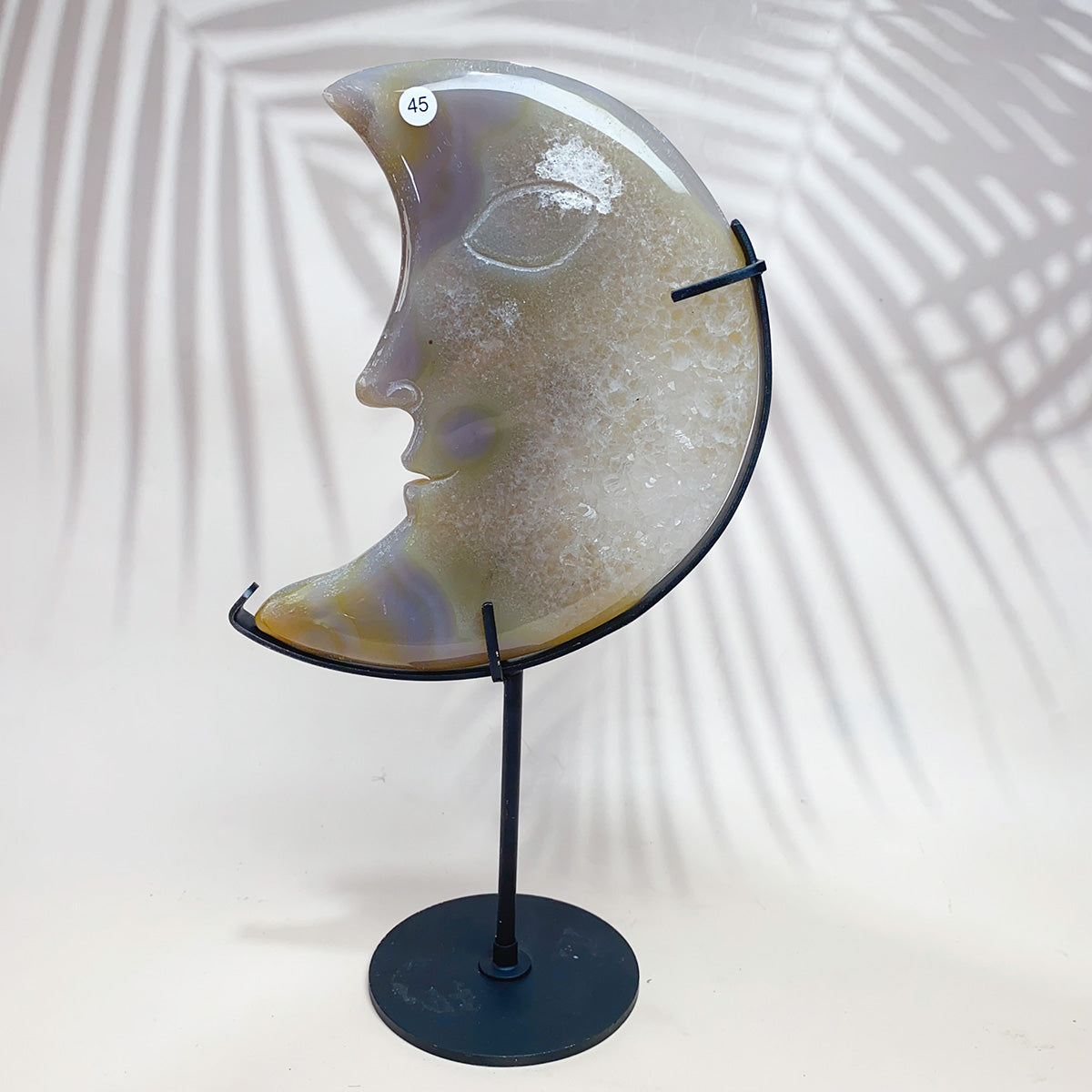 Natural Crystal  Carved  Cluster Agate Moon